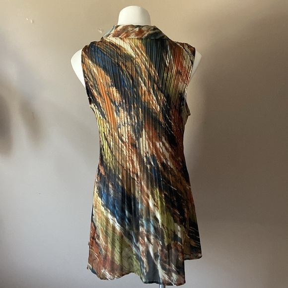 Vintage Sunny Leigh Brown Pleated Button Down Sleeveless Tunic Top Plus Size 1X - Picture 3 of 4
